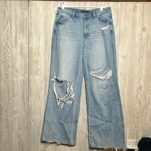 Women’s Flying Monkey High Rise Wide Leg Light wash Distressed Jeans Size 30